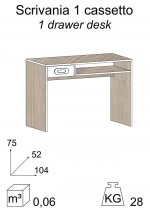Desk white /Astoria drawer + 2 free shelves