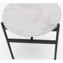 THOR COFFEE TABLE MARBLE TOP & BLACK LEGS 40*45