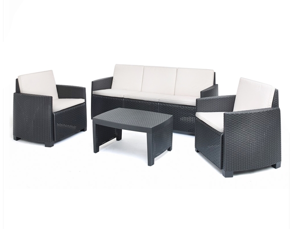 4PCS STROMBOLI RATTAN SOFA SET W/CUSHION ANTH