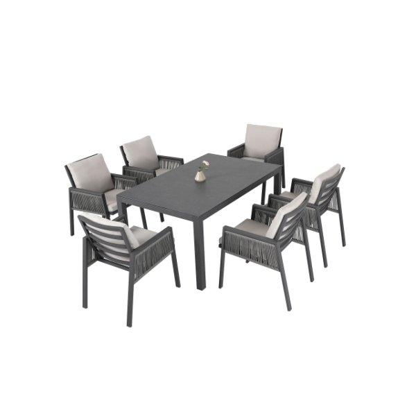 7PCS ALUM DINING SET SICILY DARK GREY