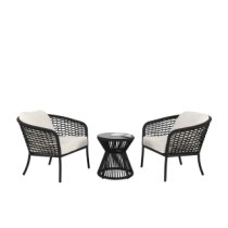 3PCS ALUM DINING SET ELBA DARK GREY