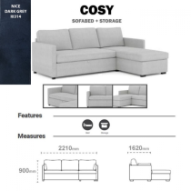 COSY SOFABED WITH STORAGE MICROFIBER I0340 BEIGE