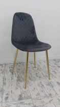 ROBERTA VELVET CHAIR GREY W/ GOLD METAL LEGS