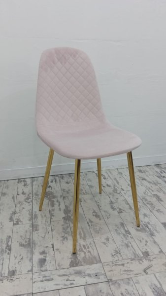 ROBERTA VELVET CHAIR PINK W/GOLD METAL LEGS