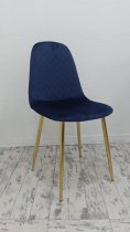 ROBERTA VELVET CHAIR BLUE W/ GOLD METAL LEGS