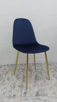 ROBERTA VELVET CHAIR BLUE W/ GOLD METAL LEGS