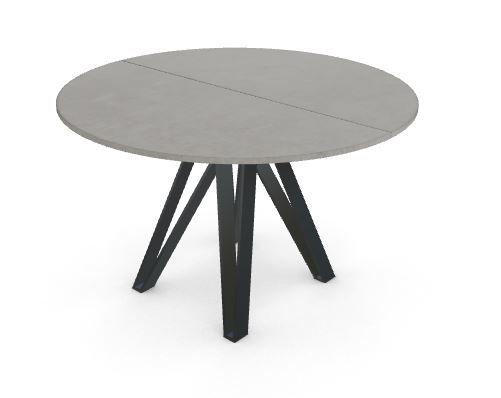 APPLE TABLE LIGHT GREY CEMENT 120 EXT WITH BLACK BASE